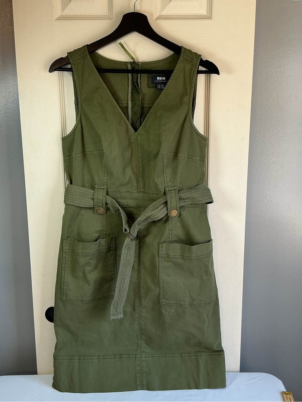 Anthropologie Olive Green Sleeveless Utility Midi Dress